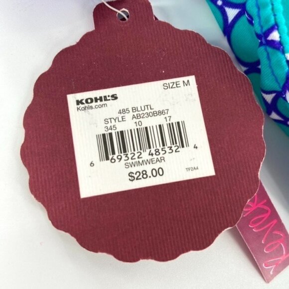 Reversible Swimsuit Bikini Bottoms Junior Sz M Blue Teal Striped Ruched SIdes - Picture 7 of 13